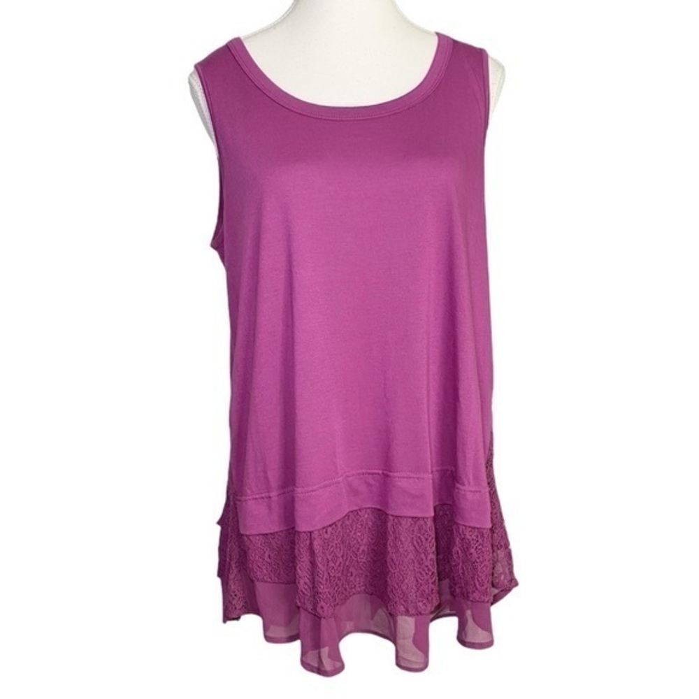 Kori Dark Pink Asymmetrical Tiered Tank Top